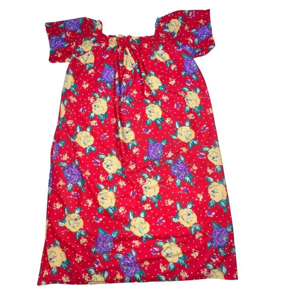 The Coffee Club House Dress Womens 18 Mumu Red Floral Housedress Caftan Kimono - Picture 3 of 11